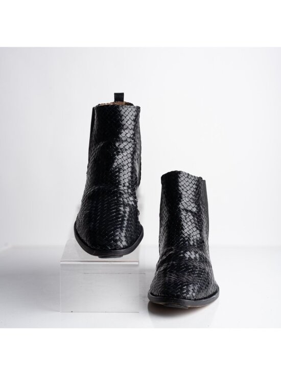 Charles Jourdan Vintage Ankle boots Mens Leather Woven Black Braided US 8 EU 42
